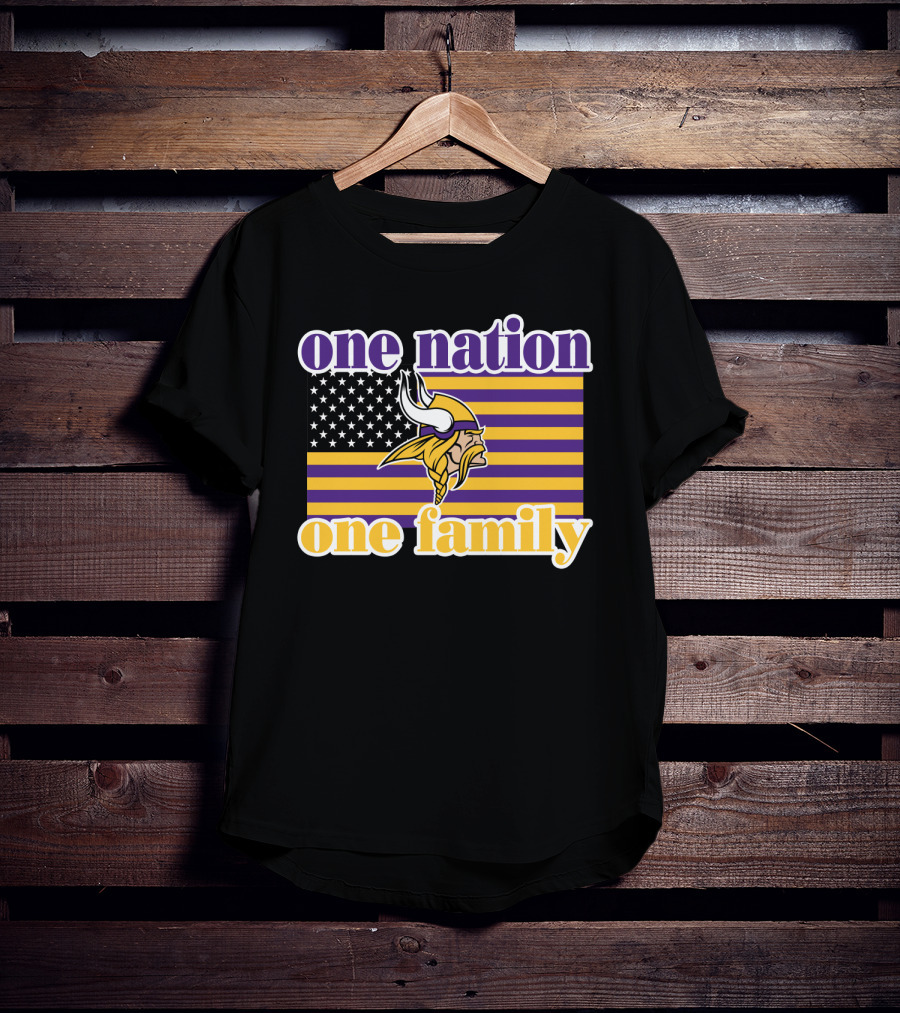 One Nation One Family Minnesota Vikings American Flag T-Shirt