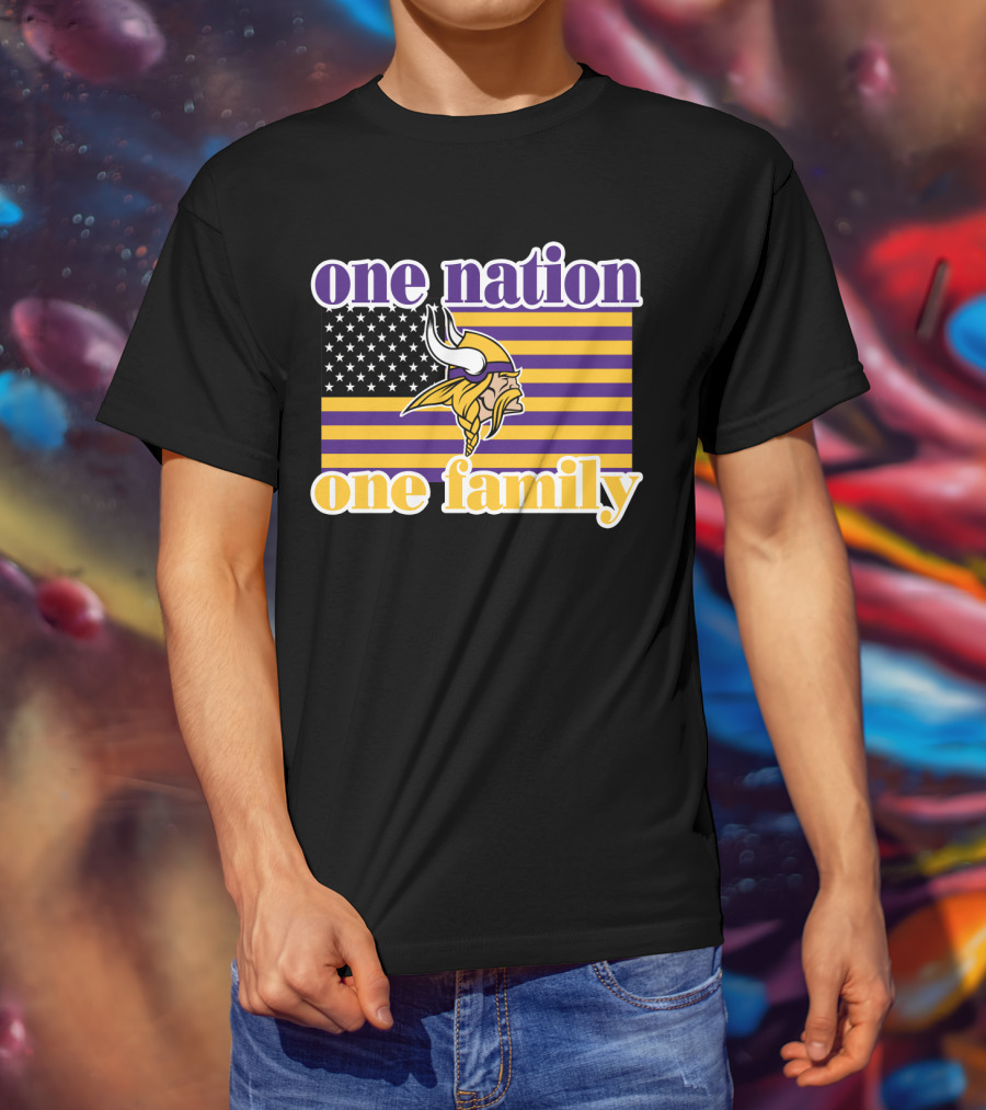 One Nation One Family Minnesota Vikings American Flag T-Shirt