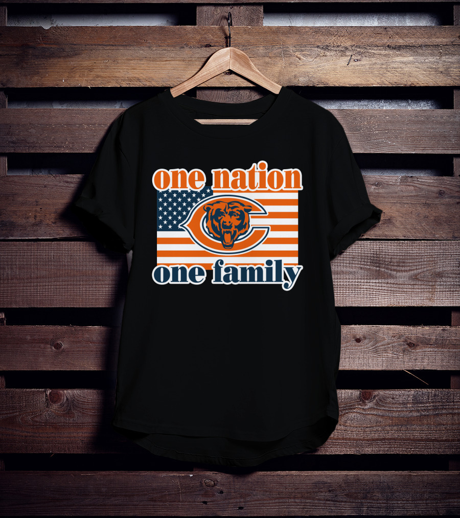 One Nation One Family Chicago Bears American Flag T-Shirt