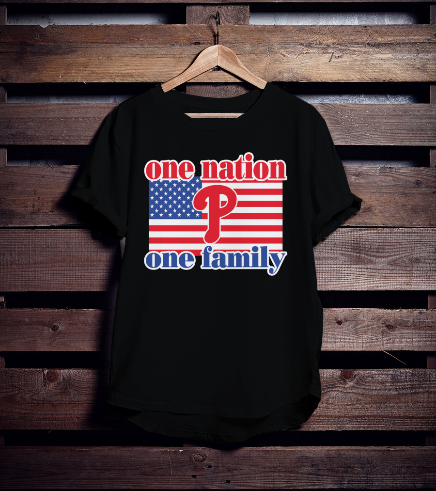 One Nation One Family Phillies American Flag T-Shirt