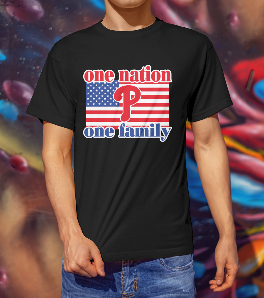One Nation One Family Phillies American Flag T-Shirt