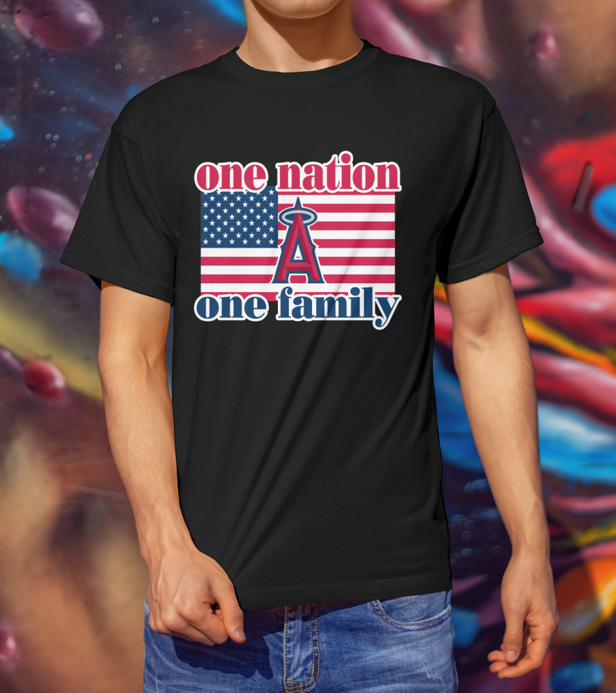 One Nation One Family Los Angeles Angels American Flag T-Shirt