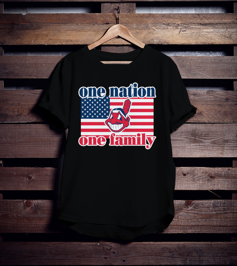 One Nation One Family 54 Cleveland Indians American Flag T-Shirt
