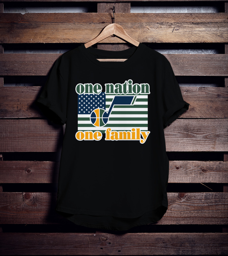 One Nation One Family Utah Jazz Basketball American Flag T-Shirt