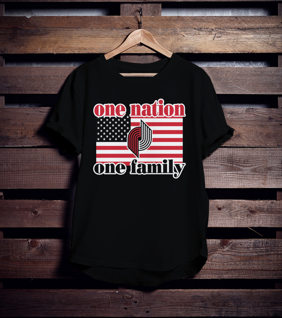 Portland Trail Blazers One Nation One Family American Flag T-Shirt