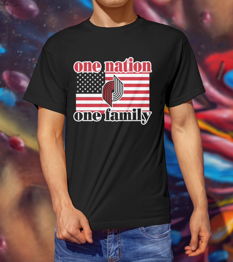 Portland Trail Blazers One Nation One Family American Flag T-Shirt