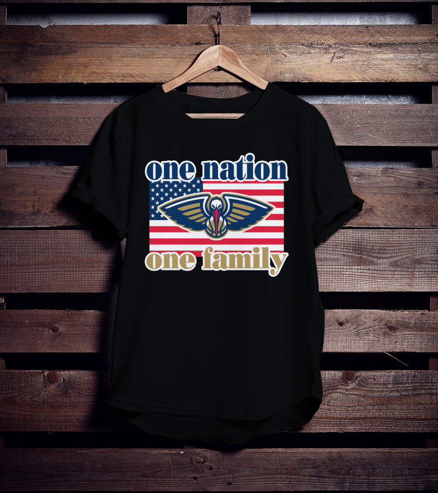 One Nation One Family New Orleans Pelicans American Flag T-Shirt