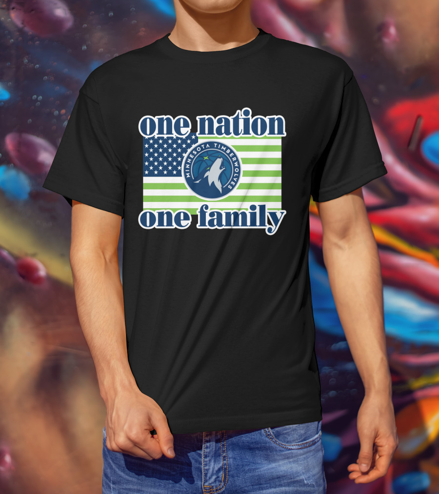 One Nation One Family Minnesota Timberwolves Flag T-Shirt