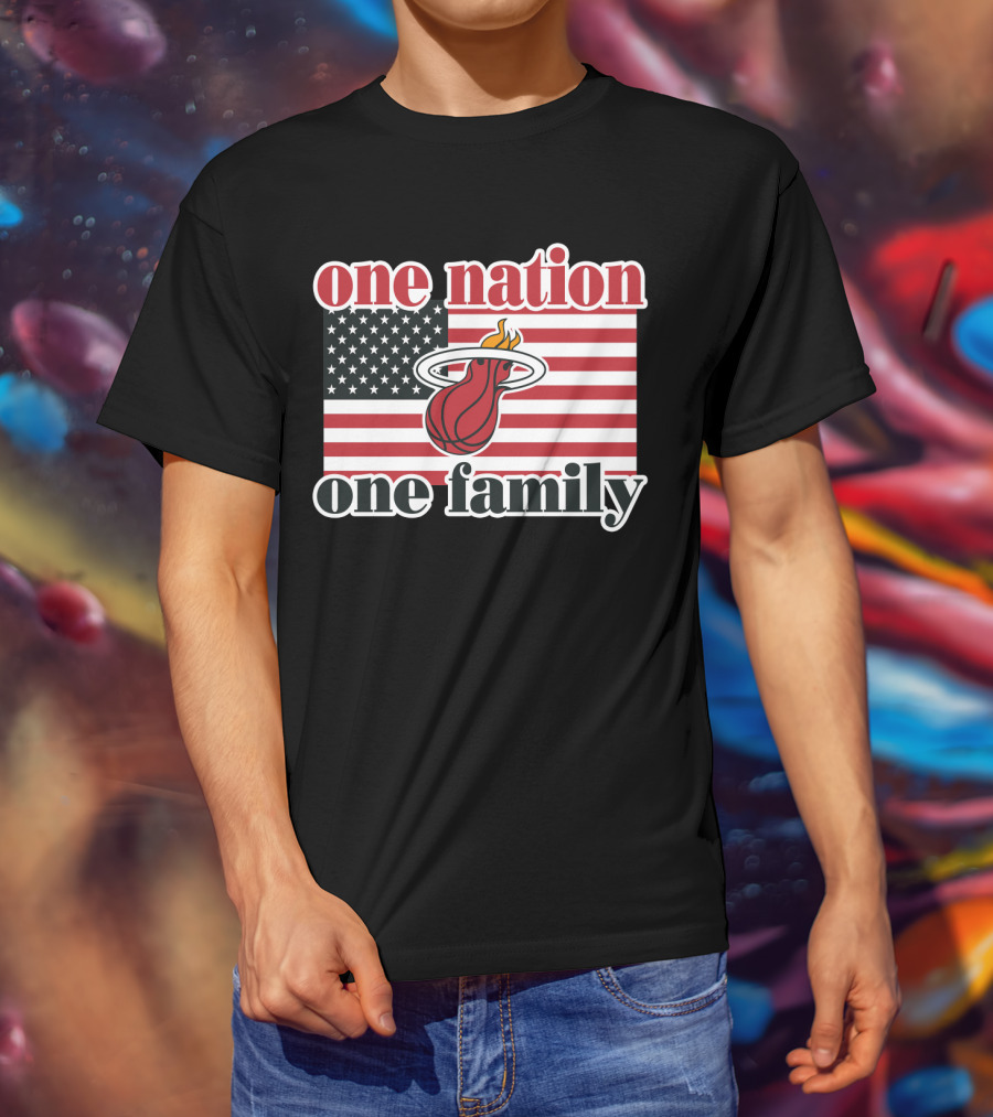 One Nation One Family Miami Heat American Flag T-Shirt