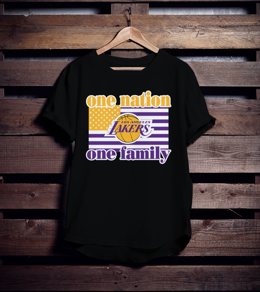 Los Angeles Lakers One Nation One Family American Flag T-Shirt