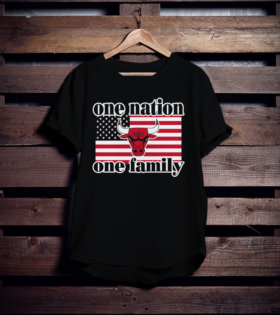 One Nation One Family Chicago Bulls 1985 Usa Flag T-Shirt