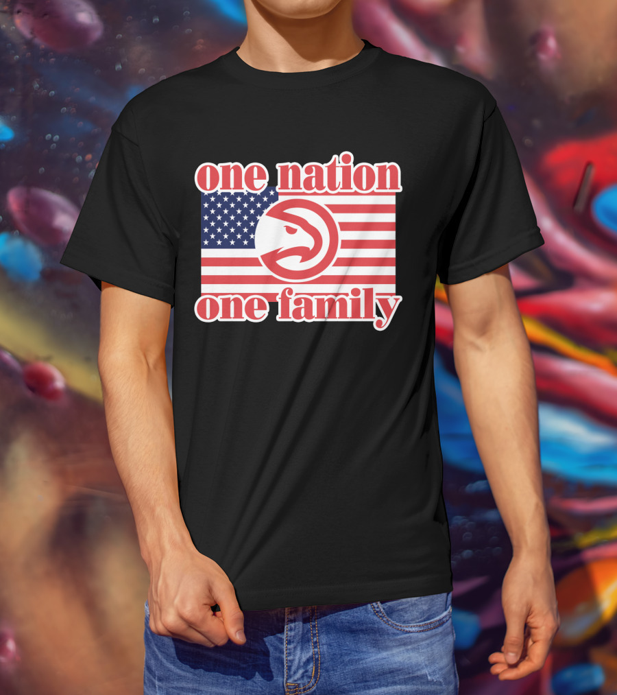 Atlanta Hawks One Nation One Family Usa Flag T-Shirt