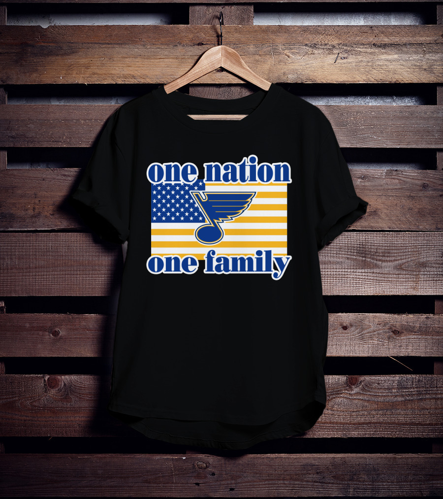 St Louis Blues One Nation One Family American Flag T-Shirt