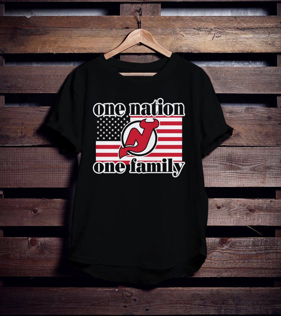 One Nation One Family New Jersey Devils American Flag T-Shirt