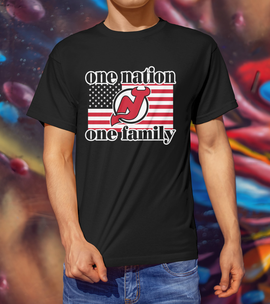 One Nation One Family New Jersey Devils American Flag T-Shirt
