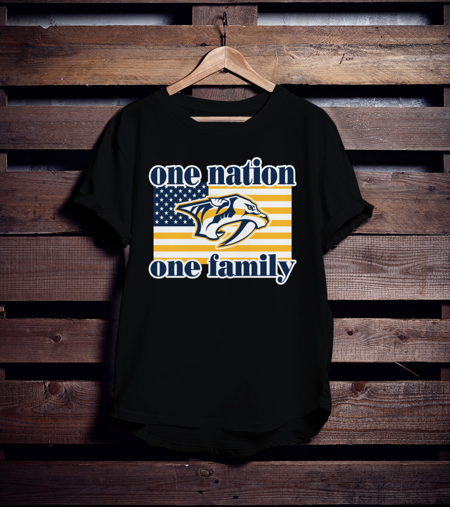 One Nation One Family Nashville Predators American Flag T-Shirt