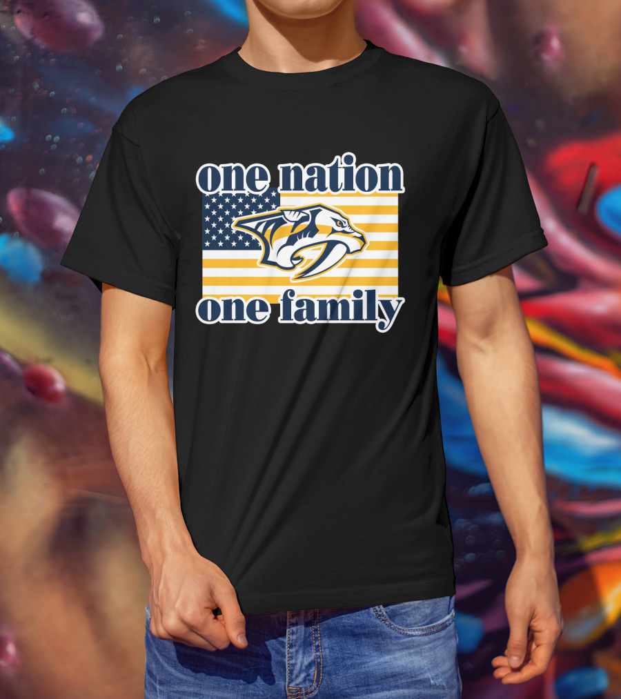 One Nation One Family Nashville Predators American Flag T-Shirt
