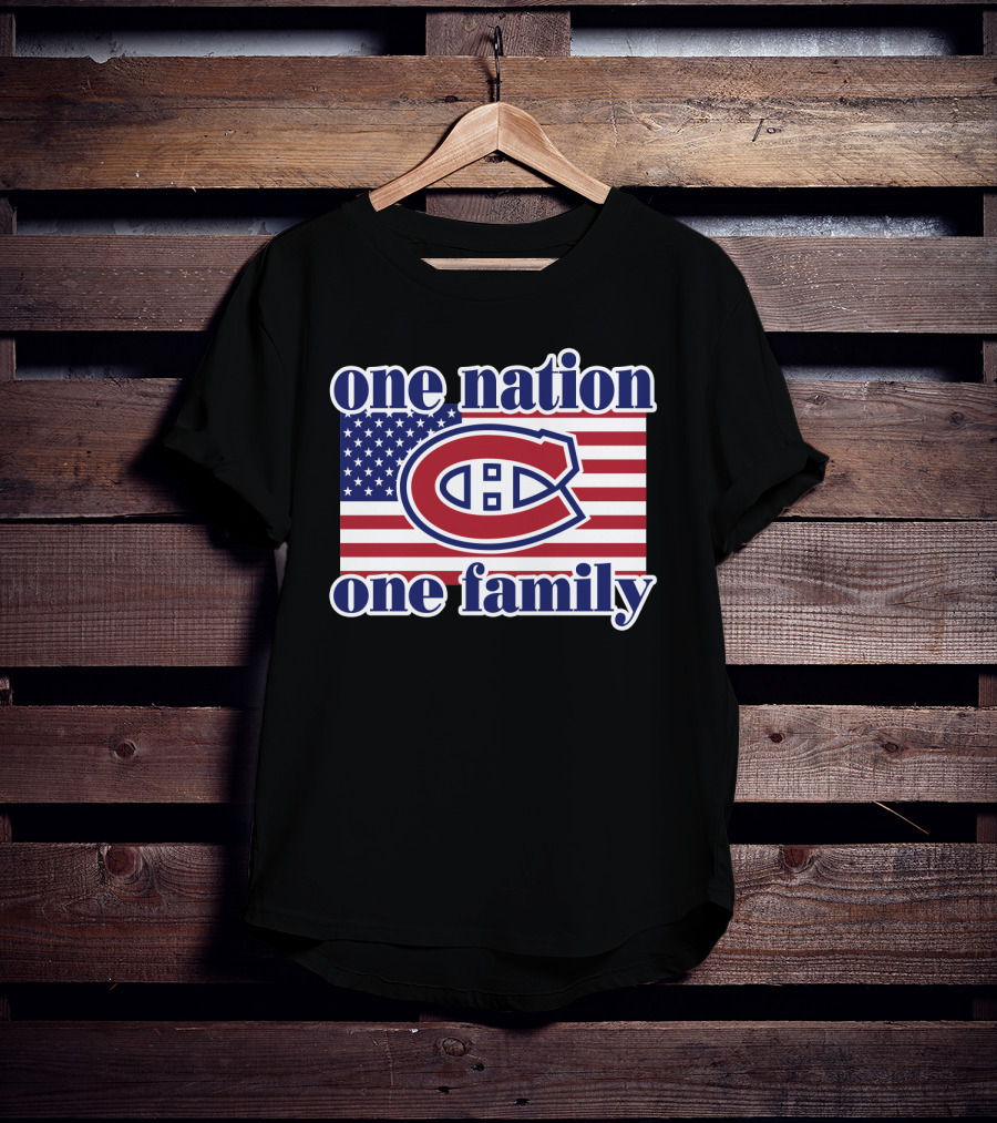 One Nation One Family Montreal Canadiens Usa Flag T-Shirt