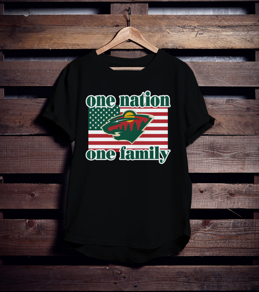 One Nation One Family 102 Minnesota Wild American Flag T-Shirt