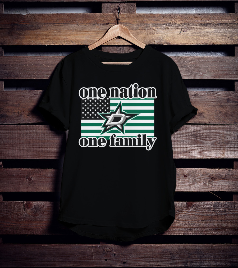 One Nation One Family Dallas Stars D Logo American Flag T-Shirt