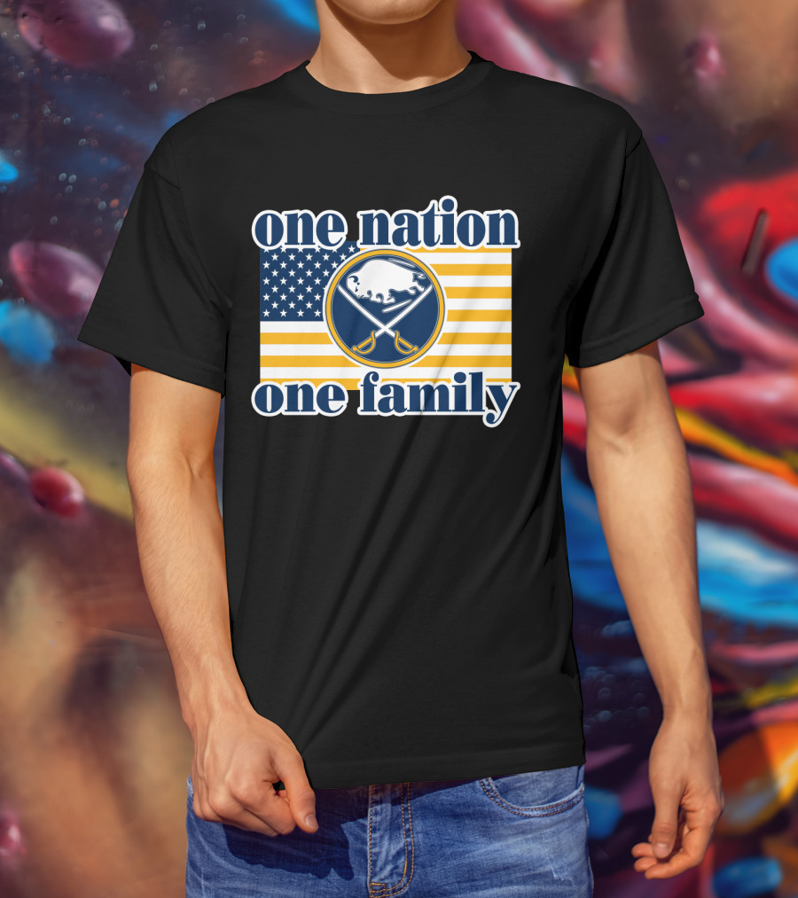 One Nation One Family Buffalo Sabres American Flag T-Shirt