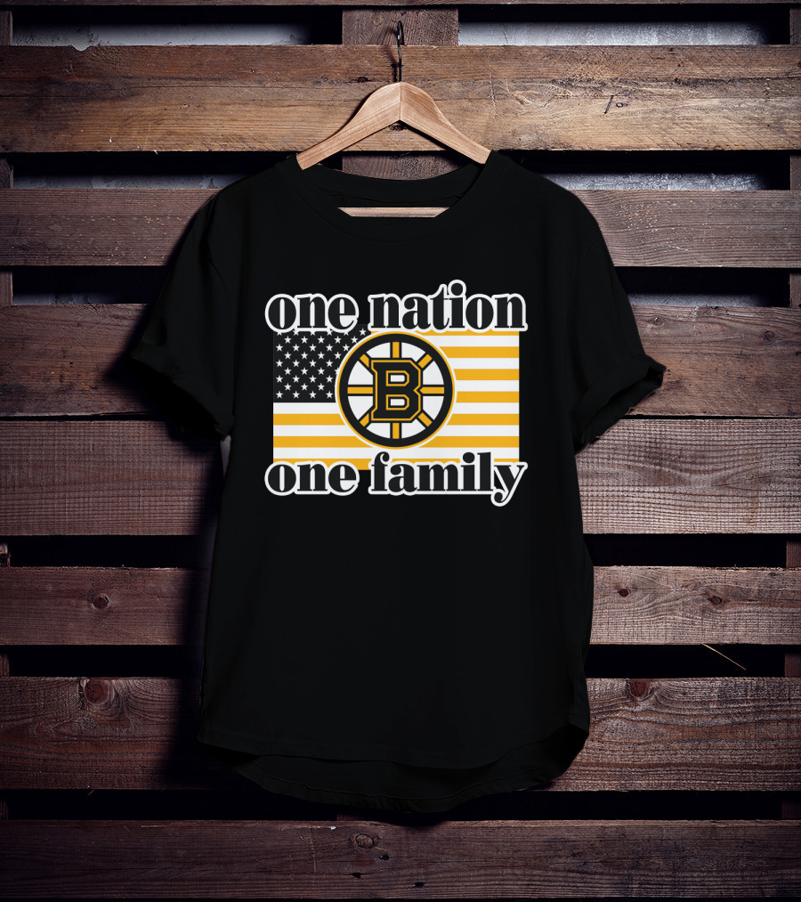 Boston Bruins One Nation One Family Flag T-Shirt