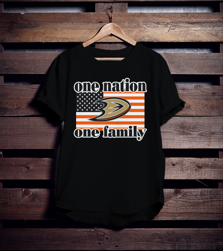 One Nation One Family Anaheim Ducks American Flag T-Shirt