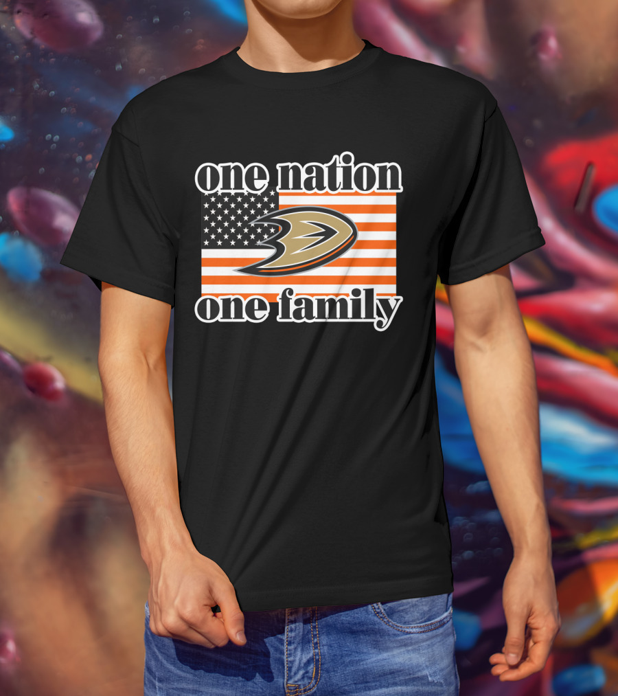One Nation One Family Anaheim Ducks American Flag T-Shirt