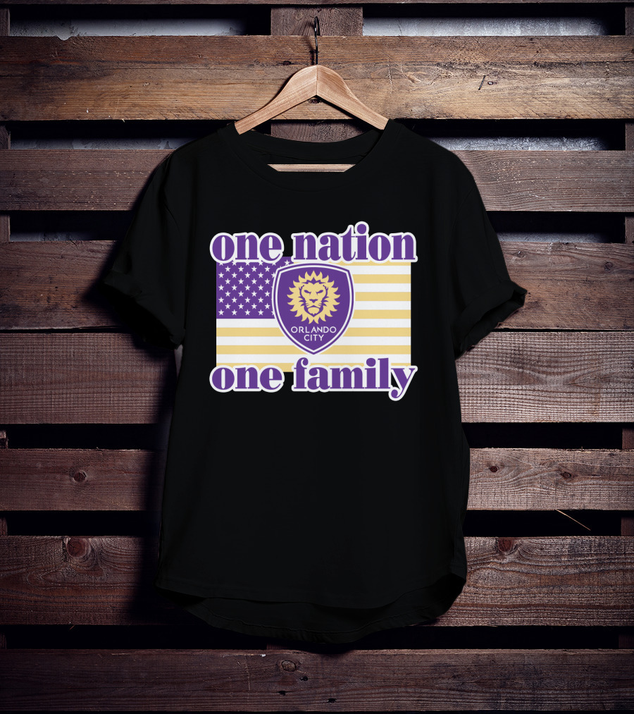 One Nation One Family Orlando City Sc American Flag Lion T-Shirt