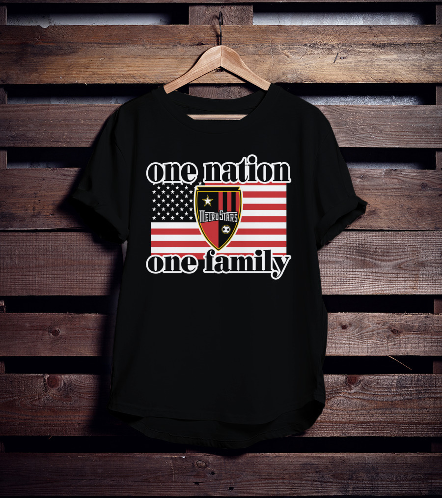 One Nation One Family Metrostars 136 Usa Flag Soccer Shield T-Shirt