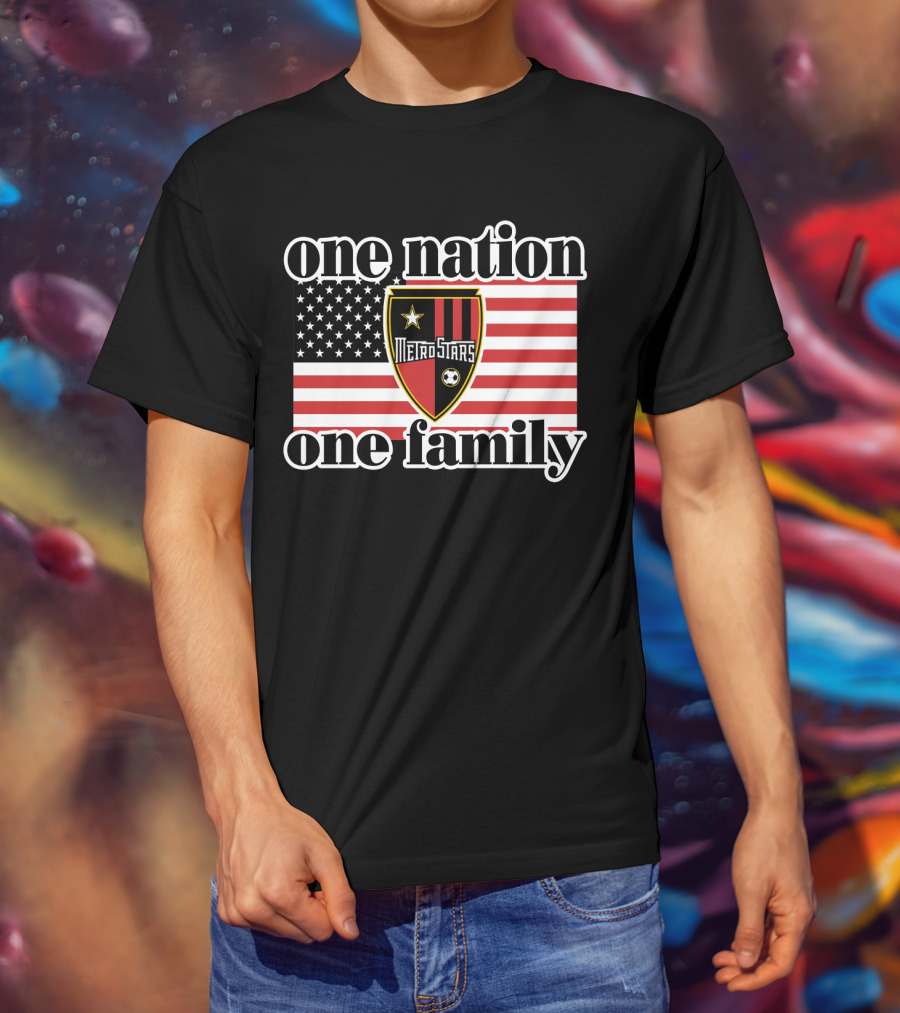 One Nation One Family Metrostars 136 Usa Flag Soccer Shield T-Shirt