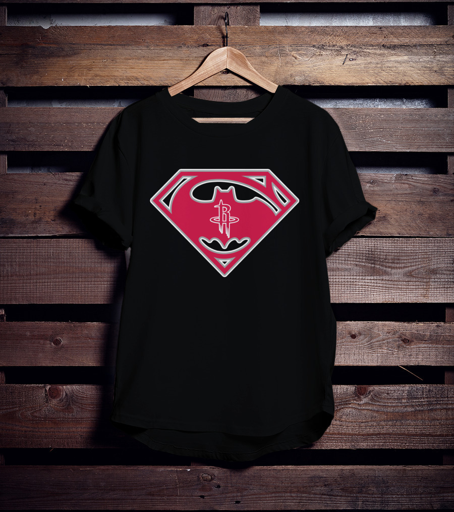 Bat Superhero Logo Houston Rockets Crossover T-Shirt