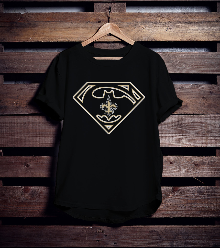 New Orleans Saints Batman Superman Fleur-De-Lis T-Shirt