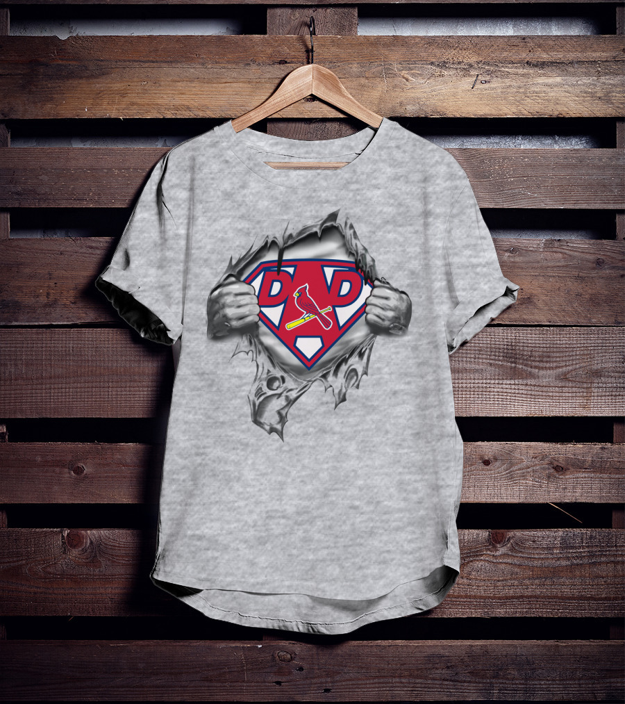 Super Dad Cardinals Fan Logo Torn T-Shirt