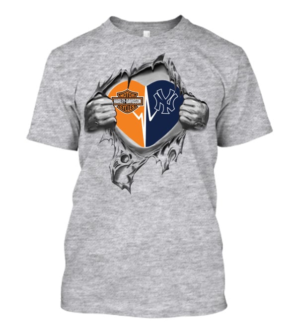 Harley Davidson Motorcycles Meets New York Yankees Heart T-Shirt