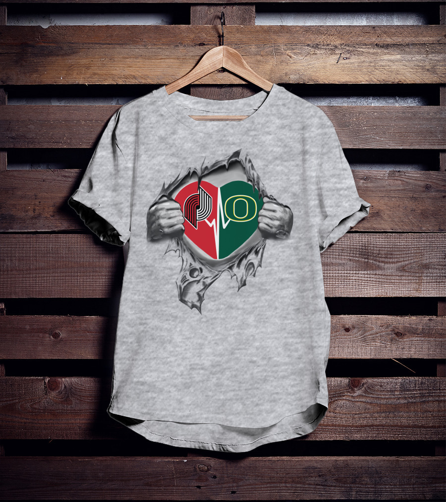 Blazers Ducks Heart Portland Oregon Sports Passion T-Shirt