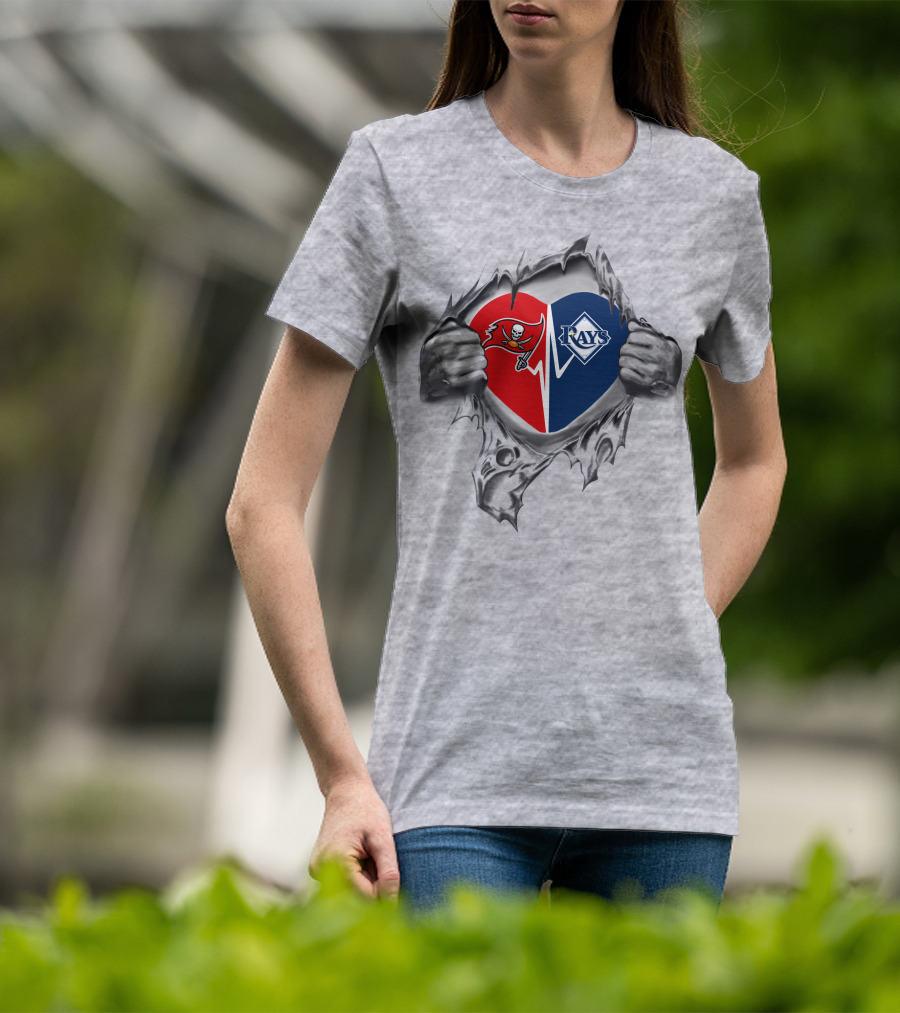Buccaneers Heart Tampa Bay Rays Loyalty Split Inside T-Shirt
