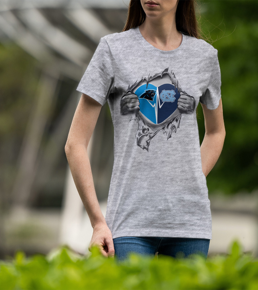 North Carolina Panthers Tar Heels Heart T-Shirt