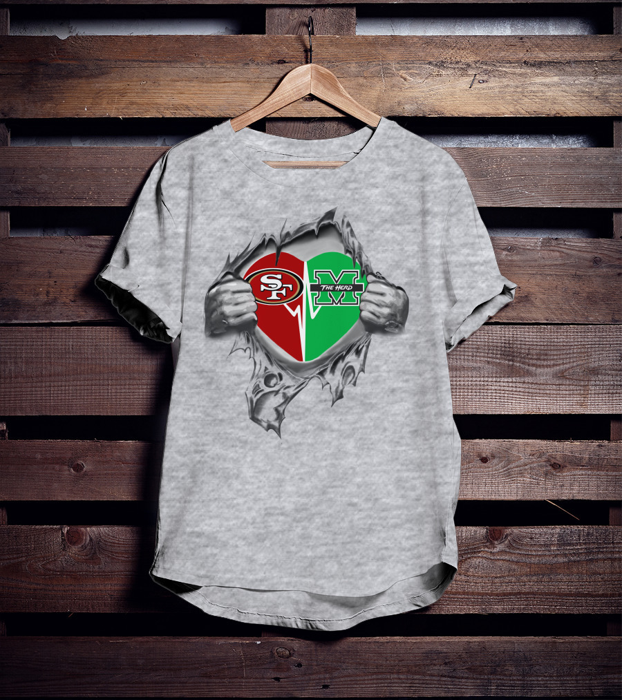 49ers Marshall Thundering Herd Heart T-Shirt