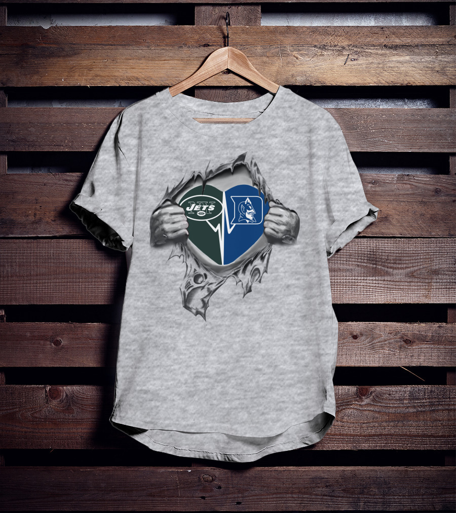 Jets Duke It's In My Heart Football And Basketball Fan Passion T-Shirt