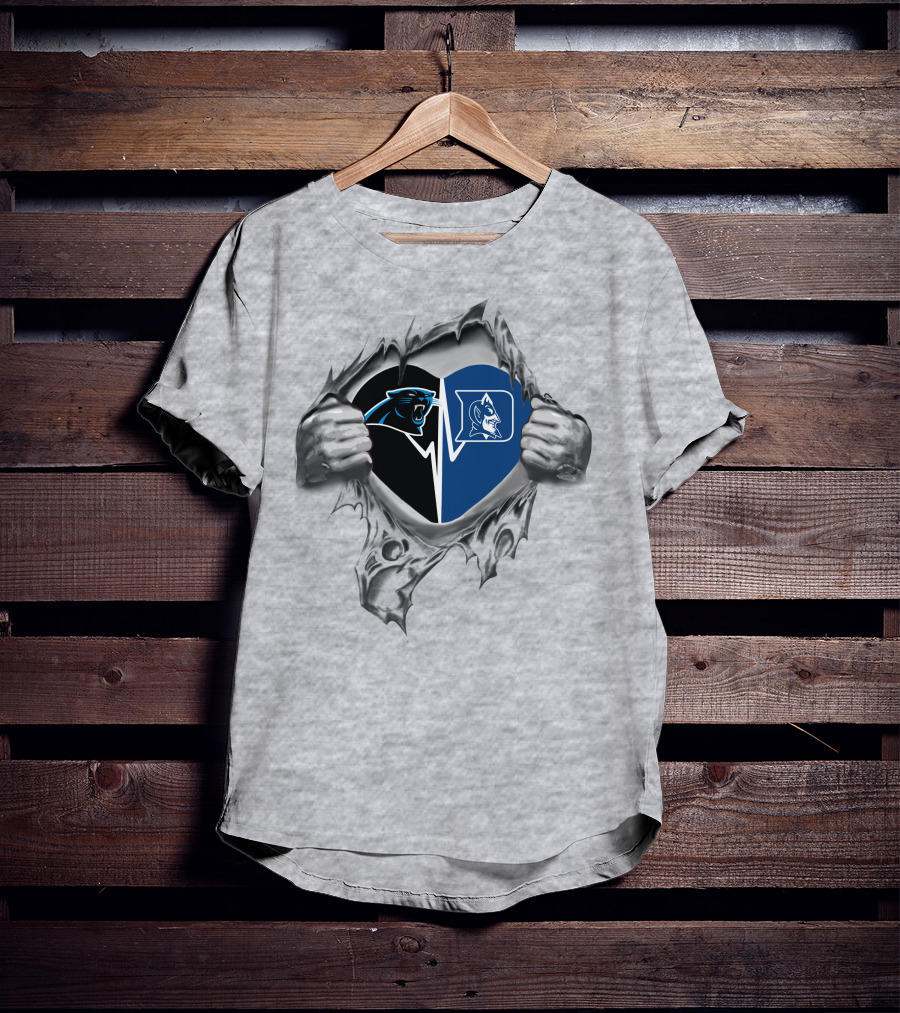 Carolina Panthers Duke Blue Devils Heartbeat Connection T-Shirt