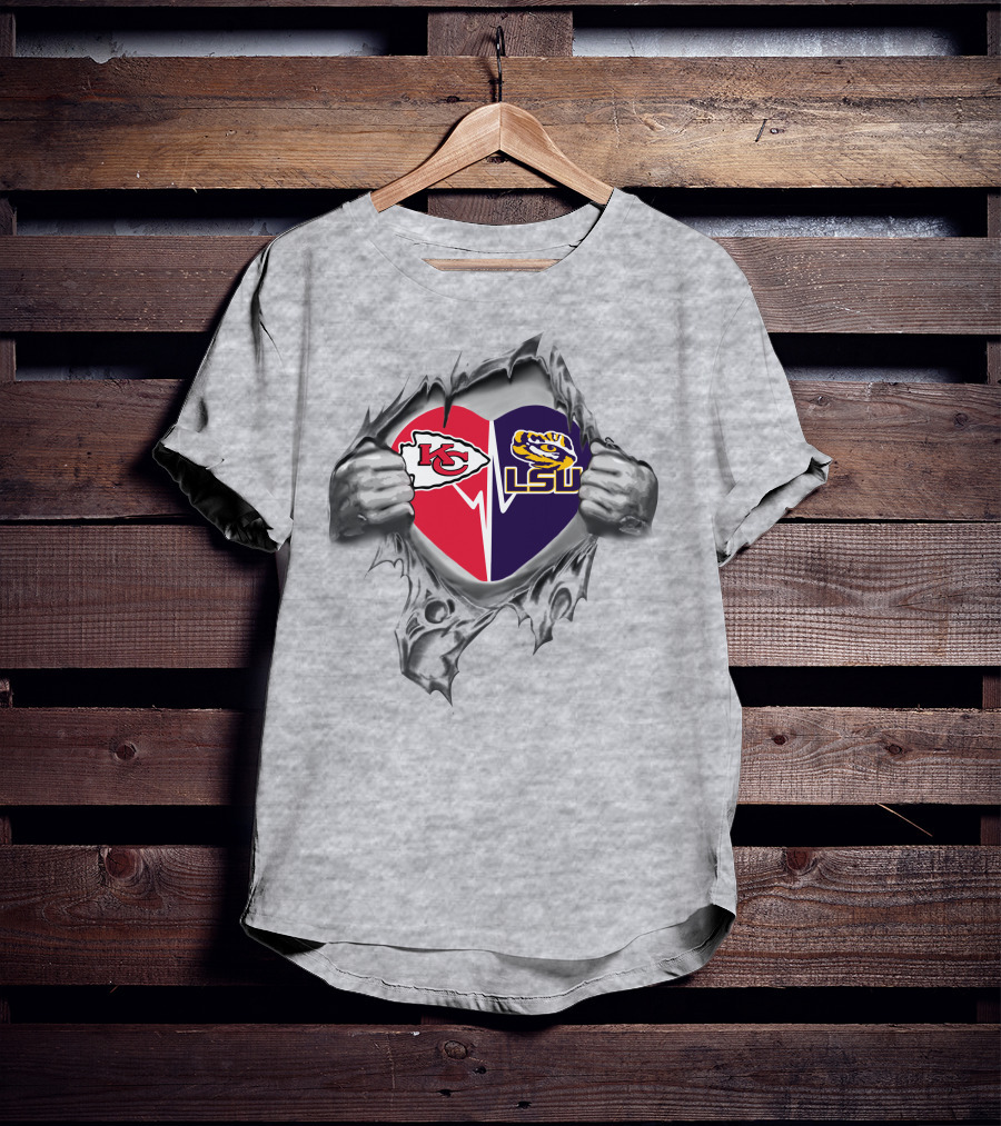 Chiefs Lsu Heart With Kansas City And Louisiana State Pride T-Shirt