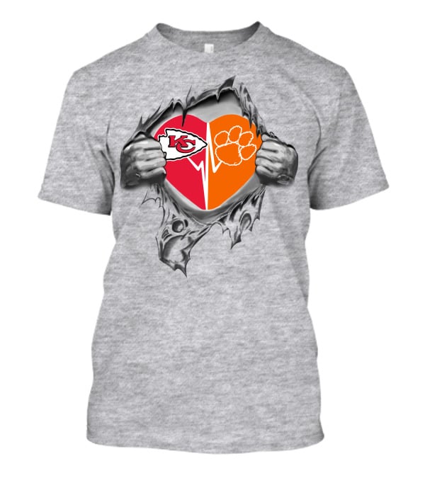 Kansas City Chiefs Clemson Tigers Heart Fusion T-Shirt