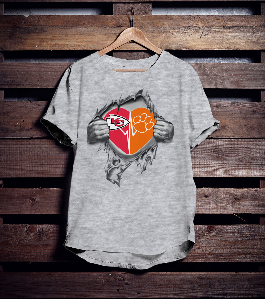 Kansas City Chiefs Clemson Tigers Heart Fusion T-Shirt