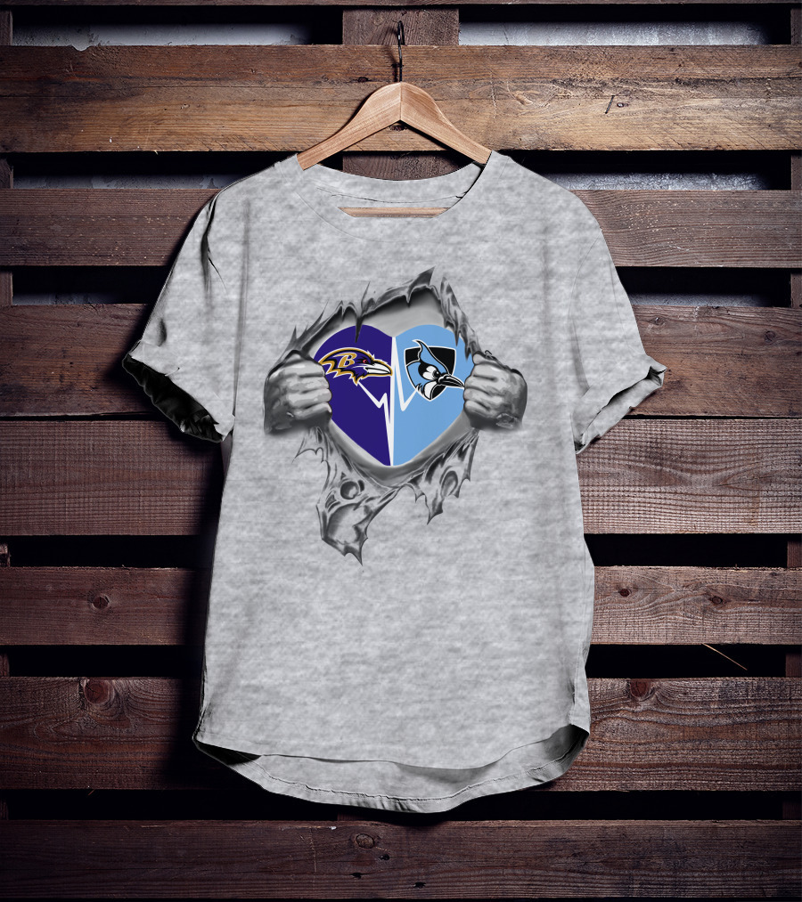 Ravens John Hopkins It's In My Heart Dual Logos Embrace T-Shirt