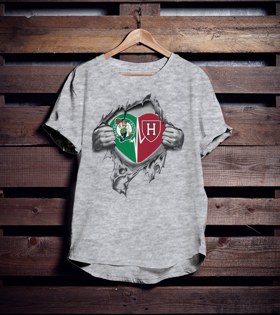 Boston Celtics Harvard Crimson Heartbeat In My Heart T-Shirt