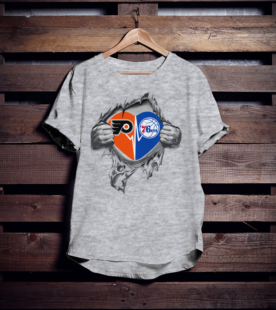 Philadelphia 76ers Flyers Heart Logo Split T-Shirt