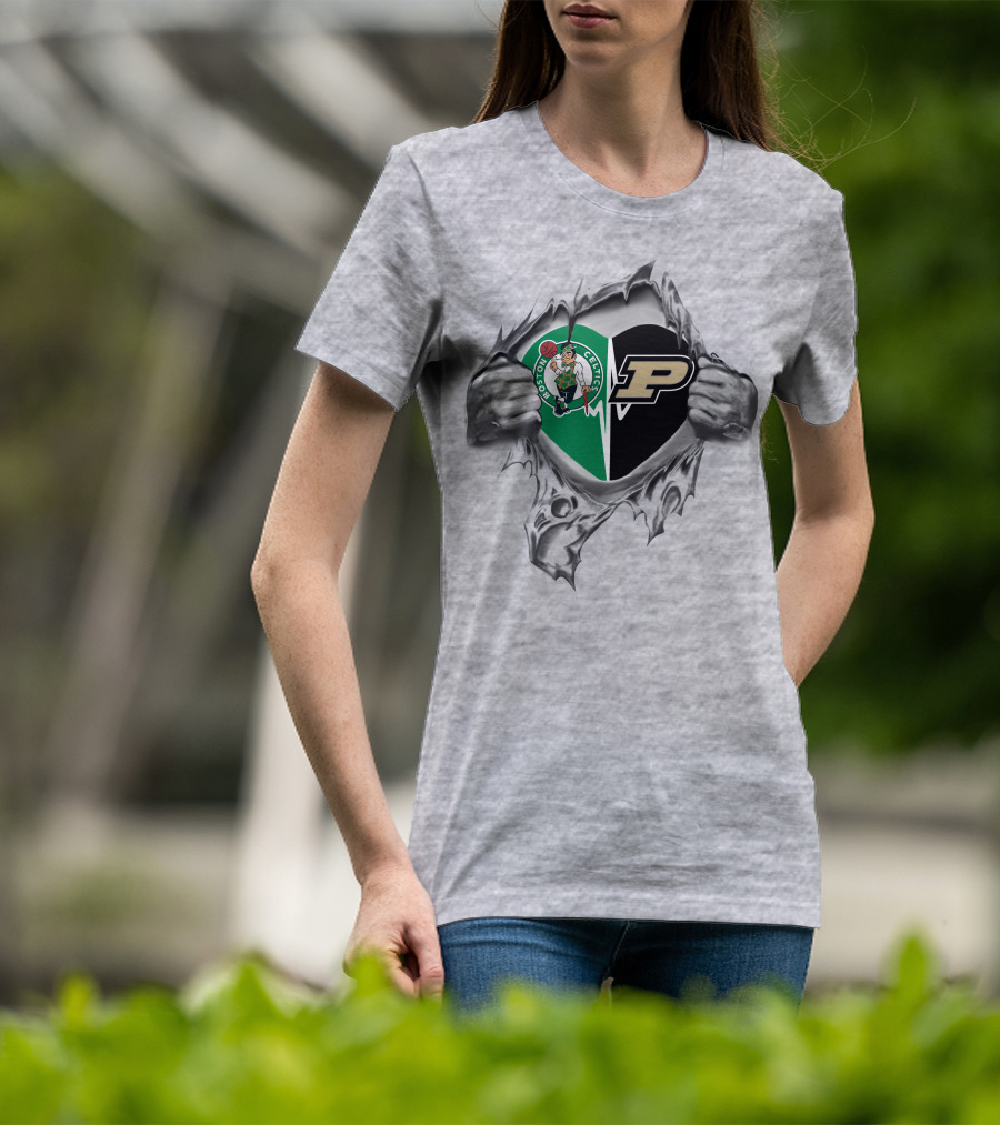 Boston Celtics Purdue Heartbeat Passion T-Shirt