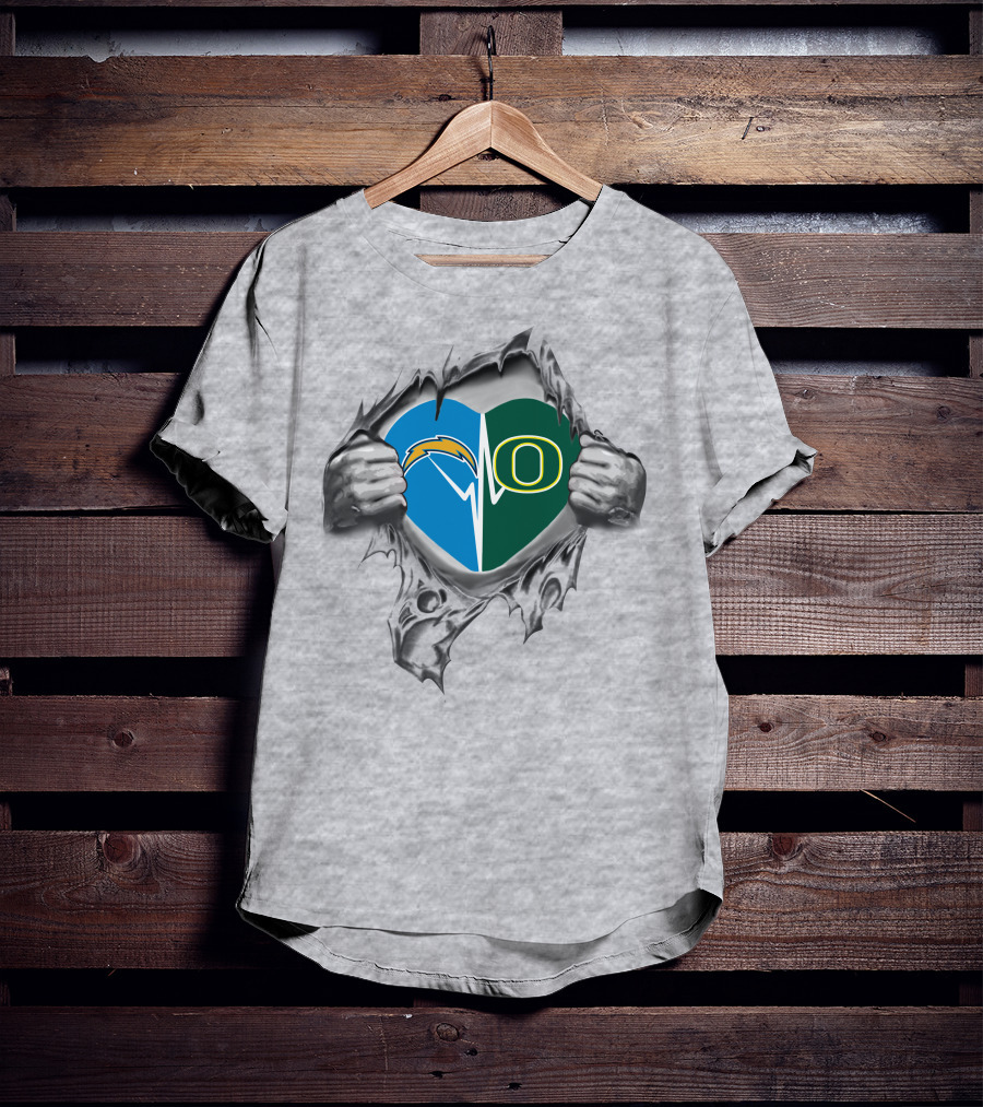 Chargers Logo Oregon Ducks Heartbeat T-Shirt