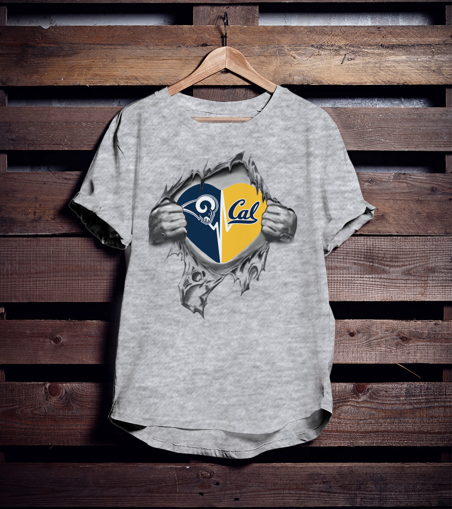 Rams Cal Heartbeat Passion Peeking Through T-Shirt